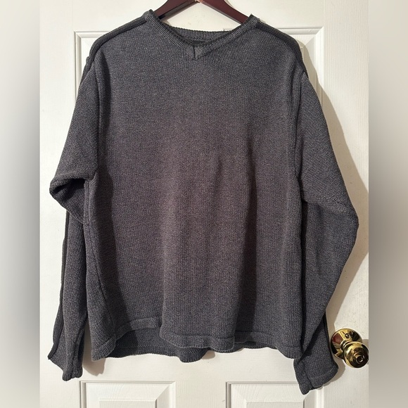 KAVU Men’s Blue Navy Heavy Chunky 100% Cotton V Neck Sweater Sleeve Detail LRG - Picture 1 of 10